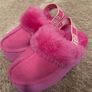 UGG Vibrant Pink Furry Slippers